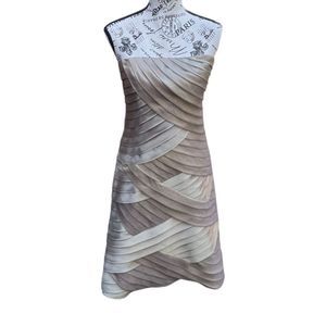 Alex Evenings strapless champagne gold formal cocktail dress 8